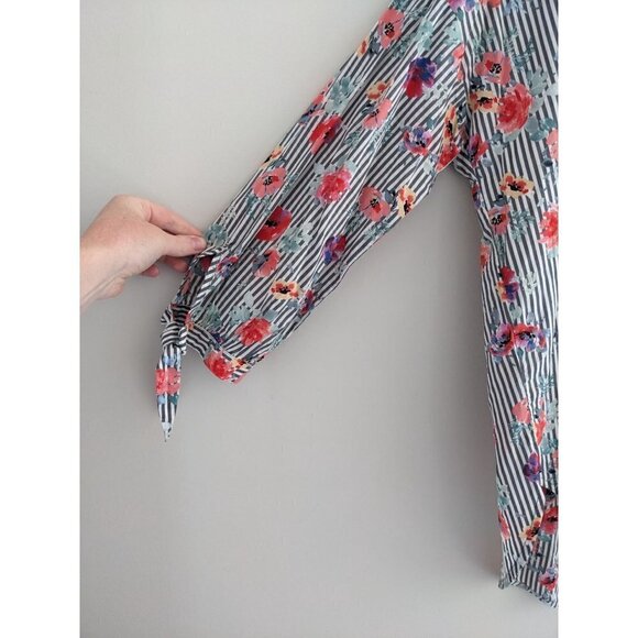 NWT Sanctuary Floral Striped Button Down Shirt Women's Size XS - Picture 5 of 9